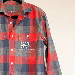 Upcycled Colorado Summit County Ski Areas Plaid Button Down Shirt